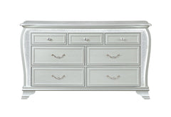 Aria - 5 Piece Queen Bedroom Set (Bed, Dresser & Mirror, Nightstand, Chest) - Silver