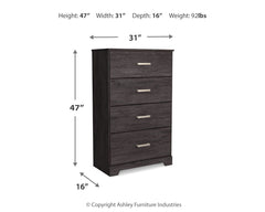 Belachime - Four Drawer Chest - Charcoal