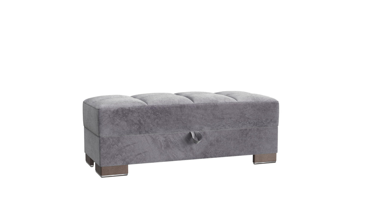 Ottomanson Armada X - Upholstered Convertible Wood Trimmed Ottoman With Storage - Microfiber