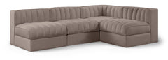 Rummi - Armless Velvet Performance Fabric Upholstered 4 Piece Modular Sectional
