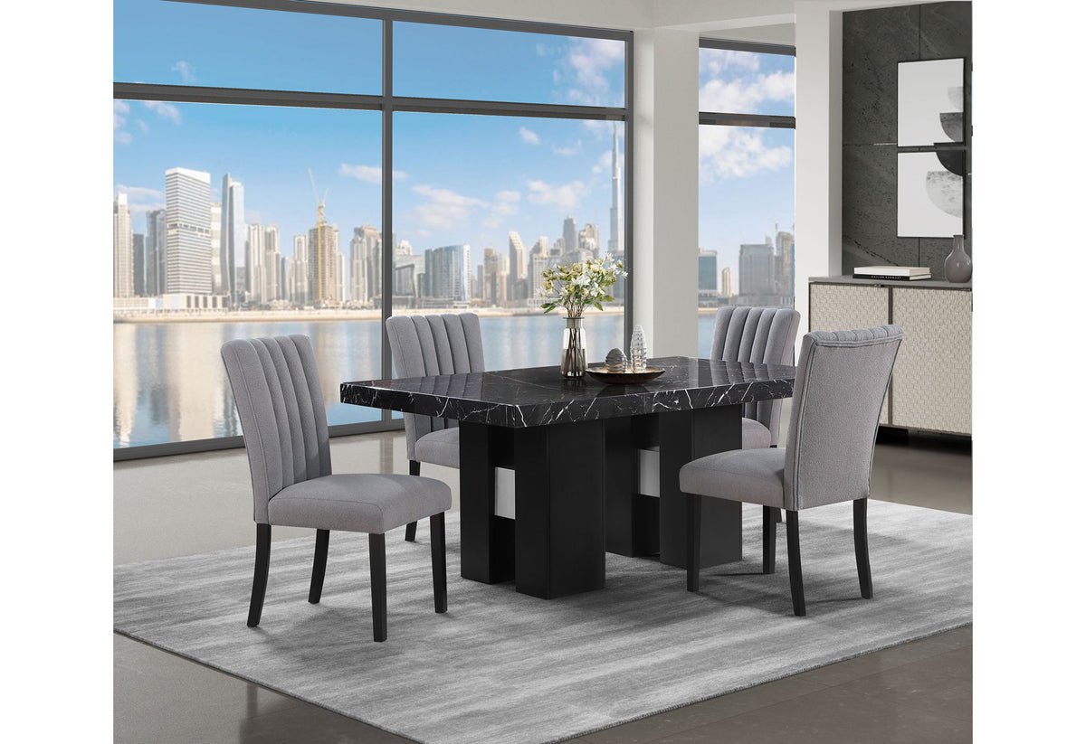 D03 - 5 Piece Dining Room Set (D03 Dining Table And 4 D8685 Dining Chairs) - Gray / Black