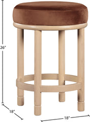 Monette - Counter Stool With Natural Base - Cognac