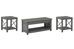 Freedan - 3 Pc. - Coffee Table, 2 End Tables - Grayish Brown