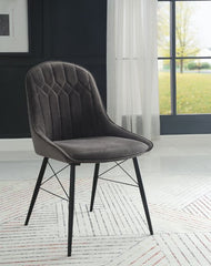 Abraham - Side Chair (Set of 2) - Dark Gray Fabric & Black