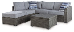 Petal Road - Loveseat Sectional, Ottoman, Table Set (Set of 4) - Gray