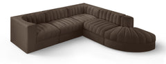 Rummi - Velvet Performance Fabric Upholstered 5 Piece Modular Sectional