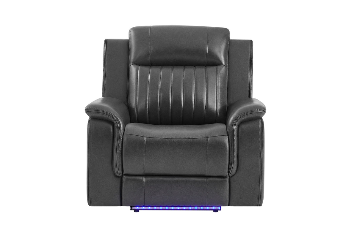 U8879 - Power Recliner With LED - Charcoal