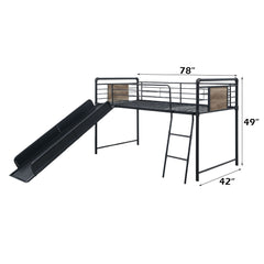 Cordelia - Twin Loft Bed With Slide - Antique Oak, Sandy Black & Dark Bronze Hand-Brushed