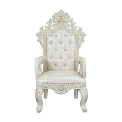 Adara - Arm Chair (Set of 2) - Pearl White Synthetic Leather & Antique White