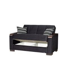 Ottomanson Armada X - Upholstered Convertible Wood Trimmed Loveseat With Storage - Microfiber