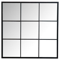 Quetzal - Square Window Pane Wall Mirror - Black