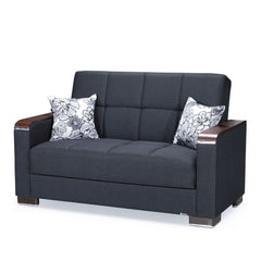 Ottomanson Armada X - Upholstered Convertible Wood Trimmed Loveseat With Storage - Polyester