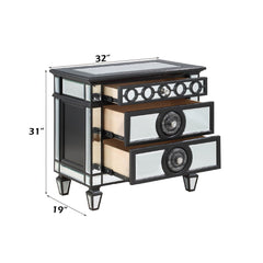 Varian II - Nightstand - Mirrored, Black & Sliver
