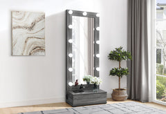 Lexi - Tall Mirror With Drawer And Speakers - Gray