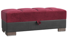 Ottomanson Armada - Upholstered Ottoman With Storage - Burgundy/Black PU Microfiber