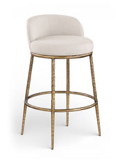 Ferro - Performance Fabric Upholstered Bar Stool - Antique Brass