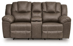Lowilla - Double Reclining Loveseat With Console - Driftwood