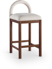 Conrad - Linen Counter Stool With Brown Legs