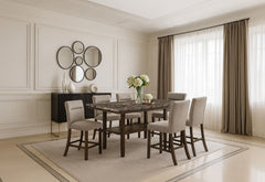 D4355 - 5 Piece Dining Room Set (Bar Table With 4 Bar Stools) - Dark Brown