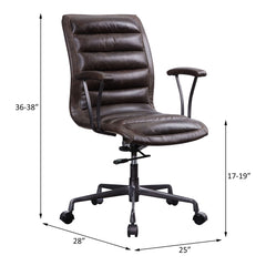 Zooey - Office Chair - Distress Chocolate Top Grain Leather