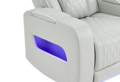 U8611 - Power Console Reclining Loveseat With Power Headrest, LED And Speaker - Silver