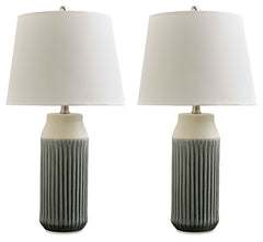 Afener - Ceramic Table Lamp (Set of 2) - Blue / Beige
