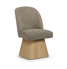 Marlowe - Linen Textured Fabric Upholstered Swivel Dining Side Chair - Stained Natural
