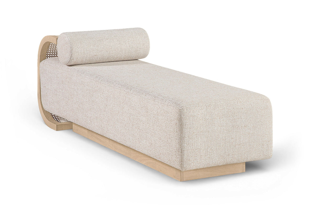 Zephyr - Linen Textured Fabric Upholstered Chaise - Painted Natural Base