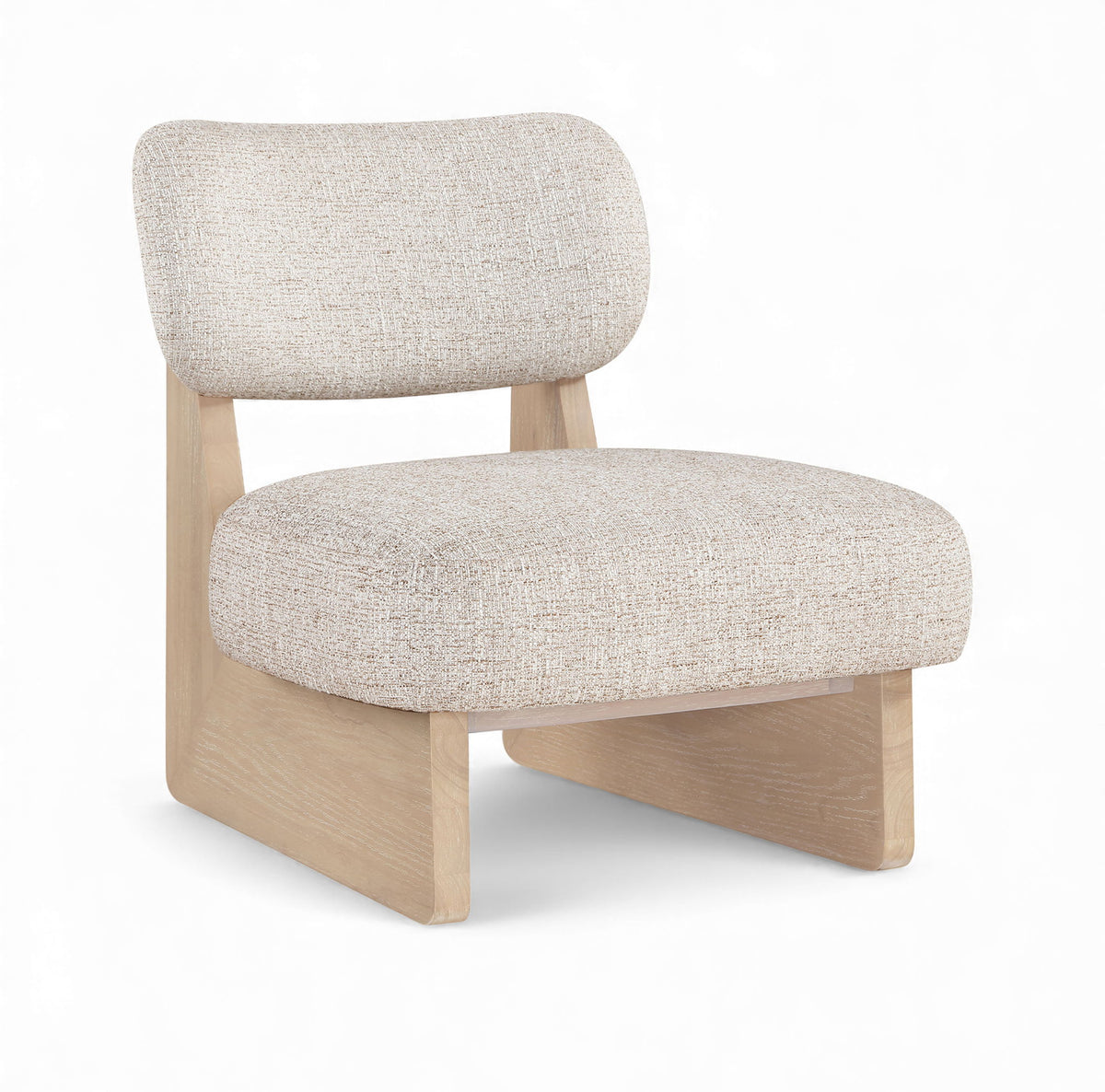 Vetra - Linen Textured Fabric Upholstered Accent Chair With Natural Base