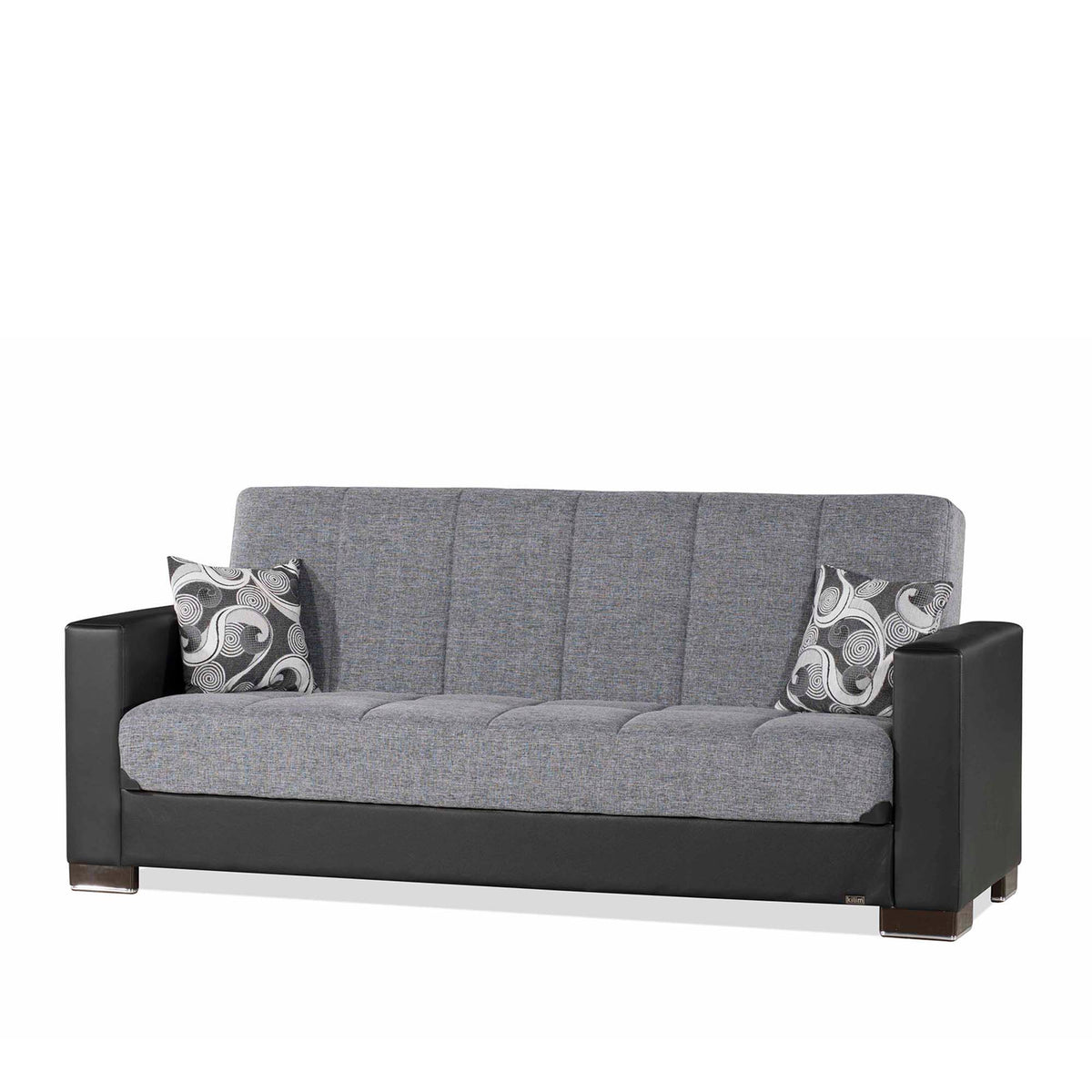 Ottomanson Armada - Upholstered Convertible Sofabed With Storage - Gray/Black PU Polyester