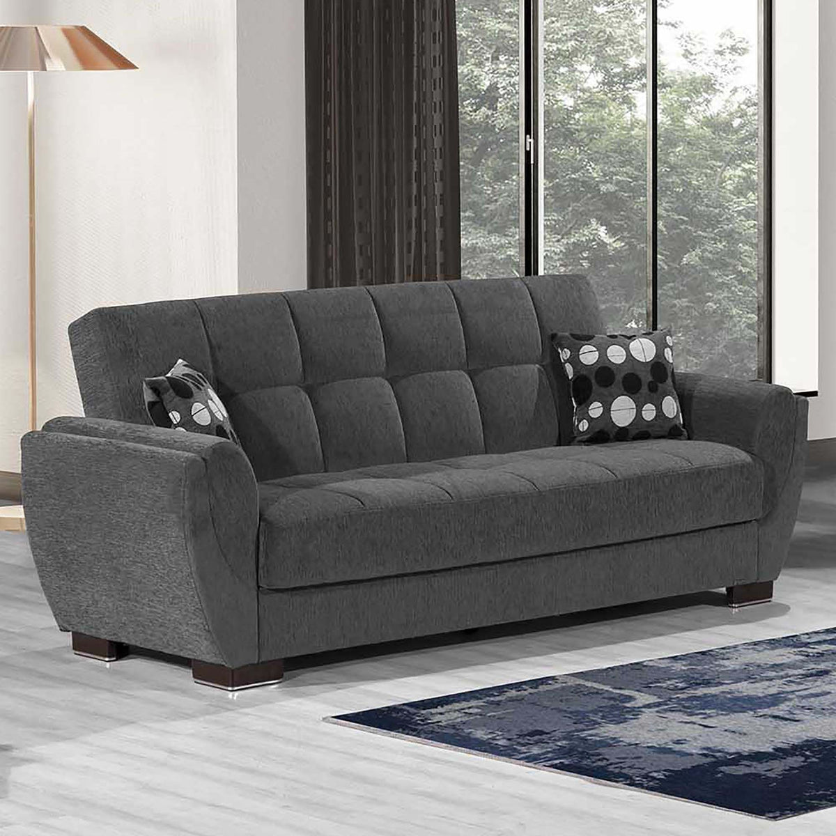 Ottomanson Armada Air - Upholstered Convertible Sofabed With Storage - Gray Chenille