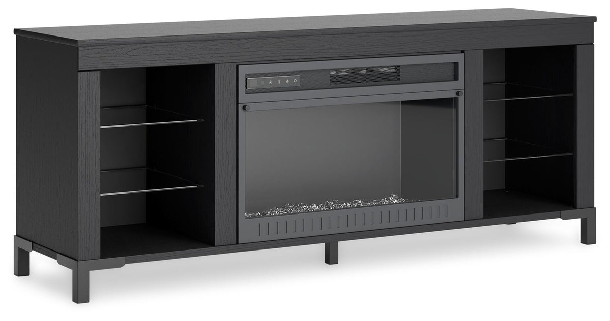 Cayberry - TV Stand With Fireplace - Black