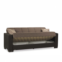 Ottomanson Armada - Upholstered Convertible Sofabed With Storage - Brown PU Chenille