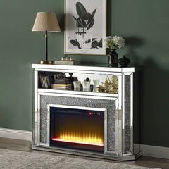 Noralie - 51" Fireplace With LED - Mirrored & Faux Diamonds