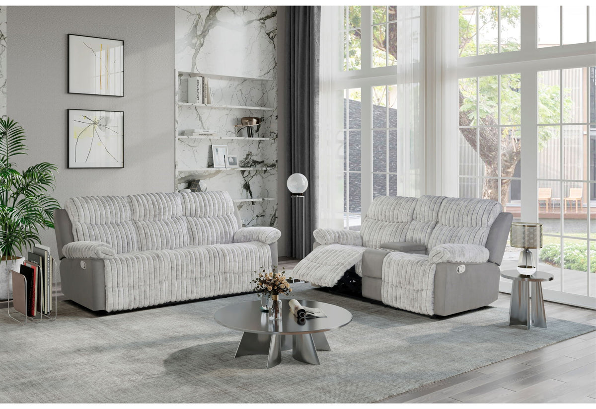 U6028 - Reclining Sofa / Console Reclining Loveseat - Grey