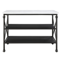 Brahm - Kitchen Island - White Marble Top & Gray