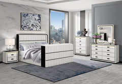 Isabella - 5 Piece Queen Bedroom Set (Queen Bed Group With LED, TV Lift, Bluetooth Speaker And Firpeplace Crystal) - Black / White