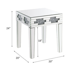 Noralie - 20" Square End Table With Faux Diamonds - Mirrored