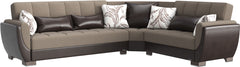 Ottomanson Armada Air - Upholstered Convertible Sectional With Storage - Beige/Brown PU Chenille