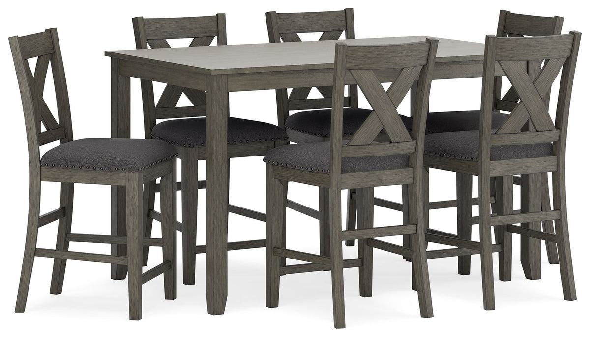 Caitbrook - Rect Drm Counter Table Set (Set of 7) - Gray