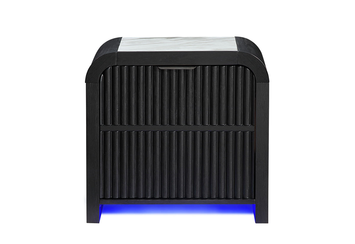 Beckett - Nightstand With LED, Cooler And Speaker - Black / White